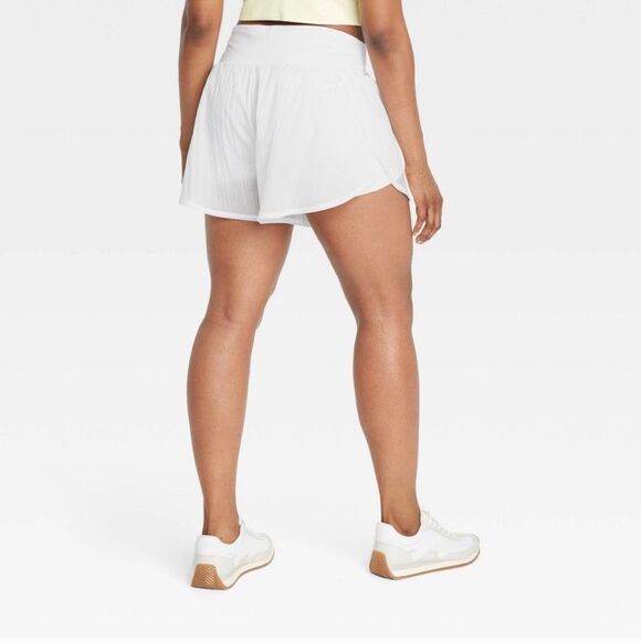 Women's Woven High-Rise2-in-1 Run Shorts 3" - All In Motion White - Picture 2 of 3